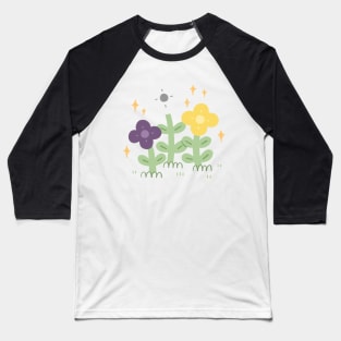 Nonbinary Pride Flowers Baseball T-Shirt